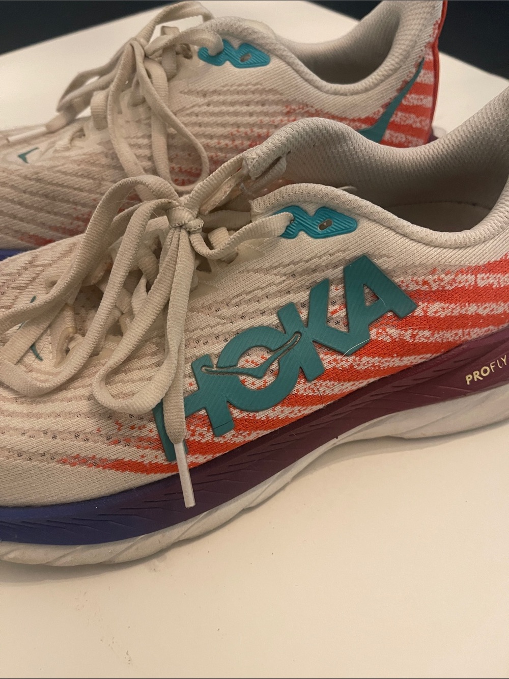Hoka Mach 5 Running Sneakers with Teal & Orange Accents. 7d wide - Picture 5 of 12